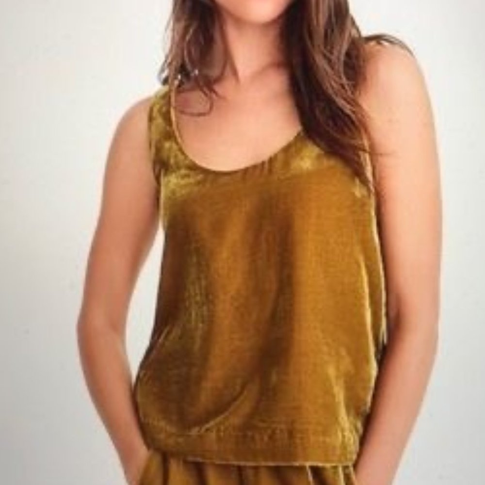 J. Crew Velvet Tank Top in Vintage Gold - Tall Small